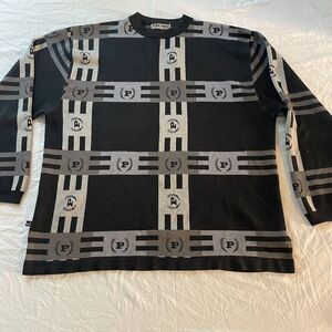 Phat Farm Men's Black & Gray 90's Wool Blend Long‎ Sleeve Sweater Size XL
